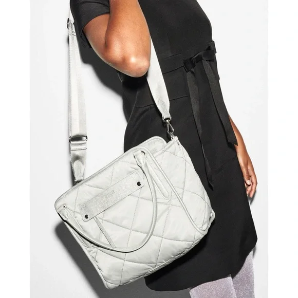 MZ Wallace Small Quilted Madison Shopper in Frost - Picture 2 of 15